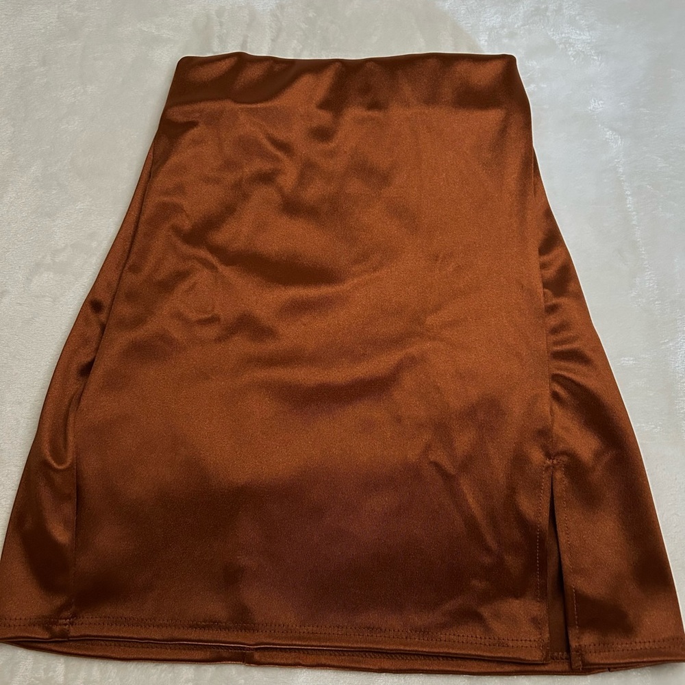 Elegant Brown Satin Skirt